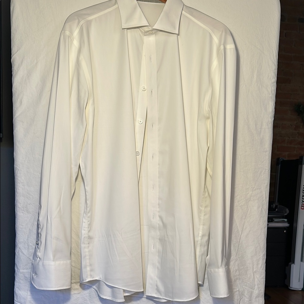 Twillory Trim Fit White Dress Shirt with Long Sleeves